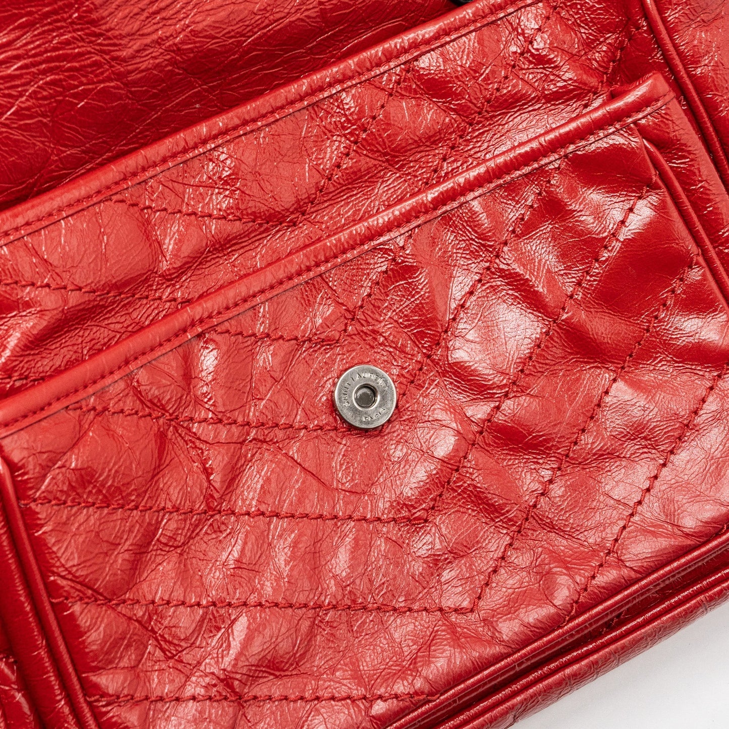 Saint laurent medium Niki bag of calfskin red ruthenium hardware
