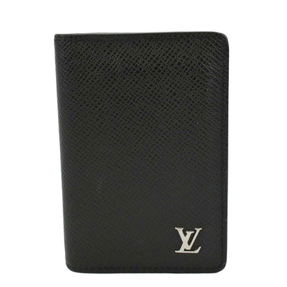 LOUIS VUITTON Taiga Leather Pocket Organizer Zippy Wallet Black