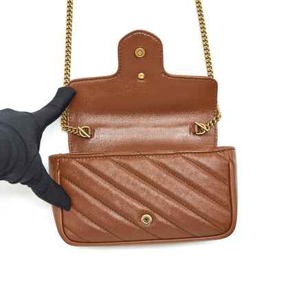 Gucci GG Marmont Matelasse Super Mini Bag Brown
