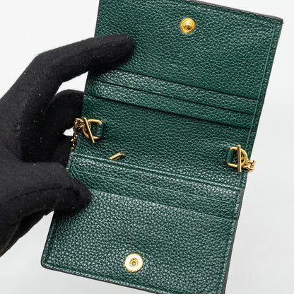 Gucci zumi mini wallet with chain calfskin dark green