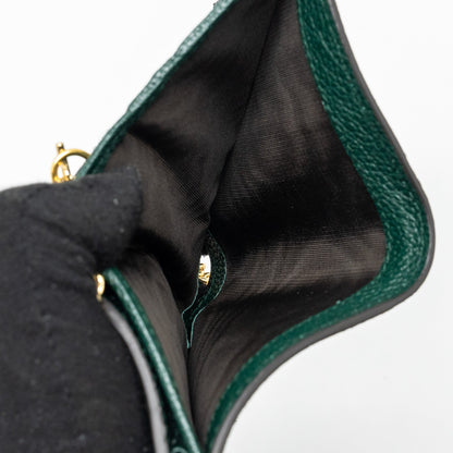 Gucci zumi mini wallet with chain calfskin dark green