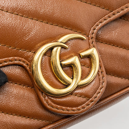 Gucci super mini GG marmont calfskin caramel