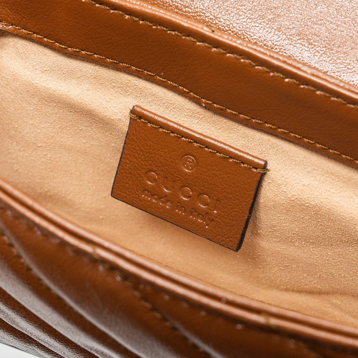 Gucci super mini GG marmont calfskin caramel