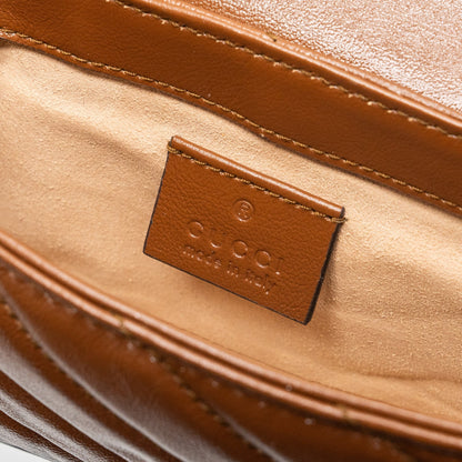Gucci super mini GG marmont calfskin caramel