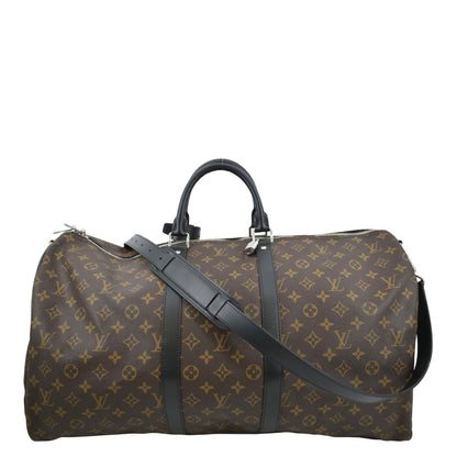 LOUIS VUITTON Keepall 55 Bandouliere Monogram Canvas Travel Bag Brown