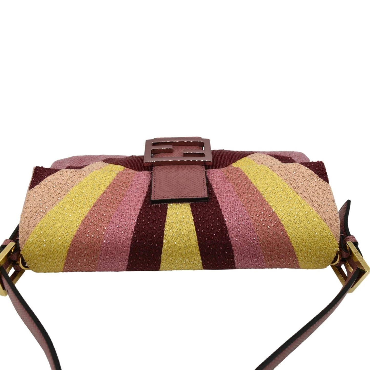 FENDI Baguette 1997 Satin Leather Shoulder Satchel Bag Multicolor