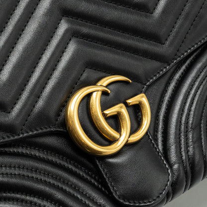 Gucci GG Marmont Zip Around Top handle camera bag calfskin black