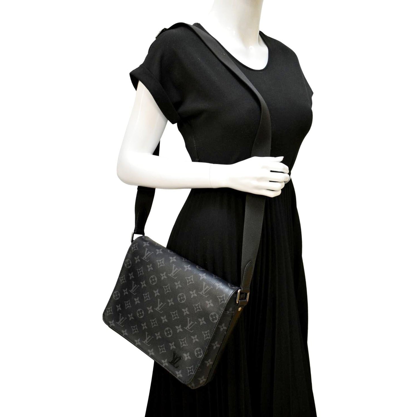 LOUIS VUITTON District PM Monogram Eclipse Messenger Bag Black