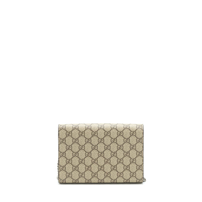 Gucci Dionysus GG Supreme Chain Wallet Beige SHW