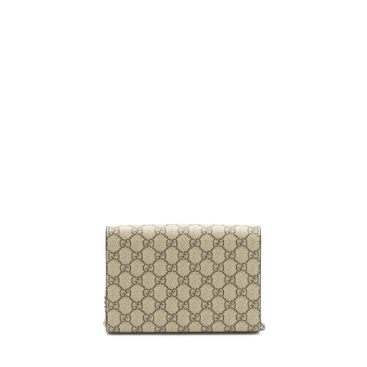 Gucci Dionysus GG Supreme Chain Wallet Beige SHW