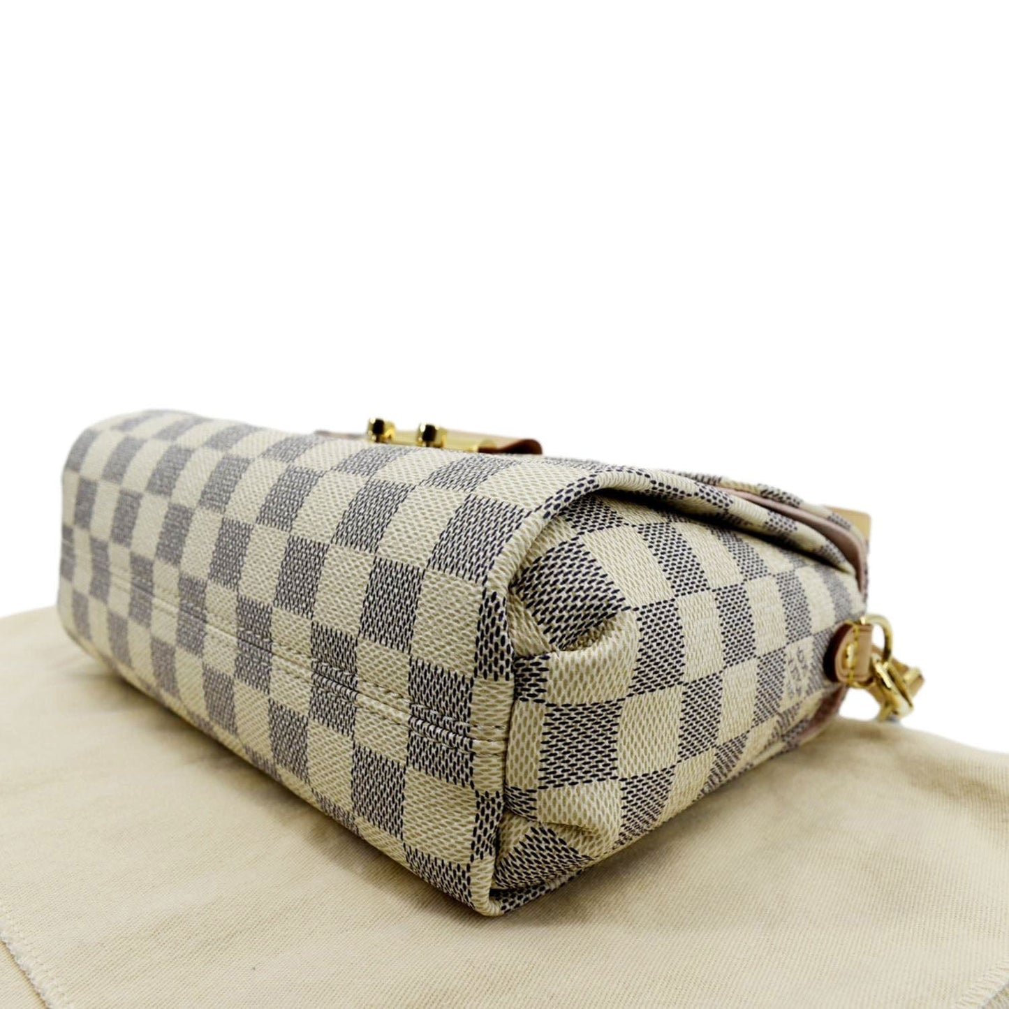 LOUIS VUITTON Croisette Damier Azur Satchel Crossbody Bag White