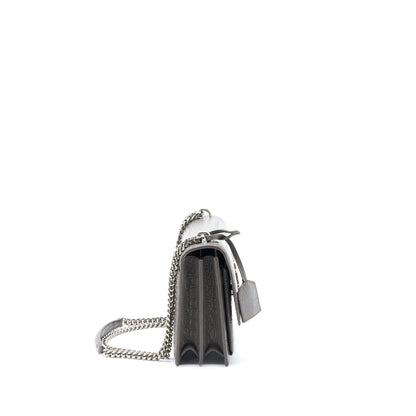 Saint Laurent Medium Sunset Chain Bag Croc Embossed Calfskin Grey SHW