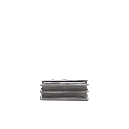 Saint Laurent Medium Sunset Chain Bag Croc Embossed Calfskin Grey SHW