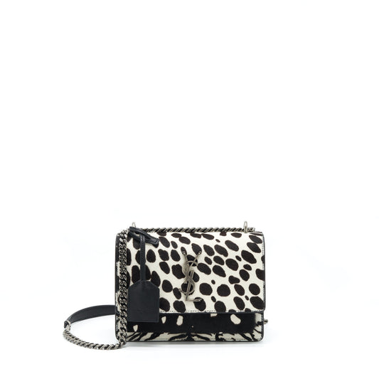 Saint Laurent/ YSL Sunset Animal Print Calf Hair Ruthenium Hardware