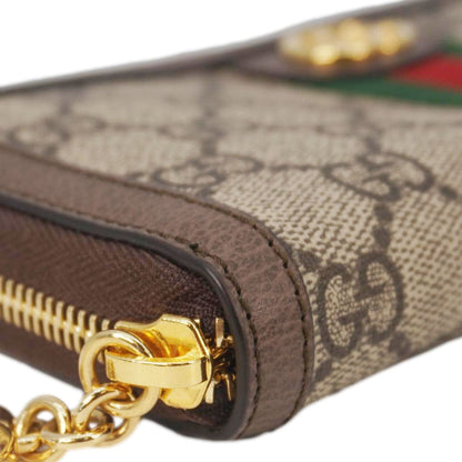 GUCCI Ophidia GG Supreme Canvas Zip Around Wallet Beige 523154