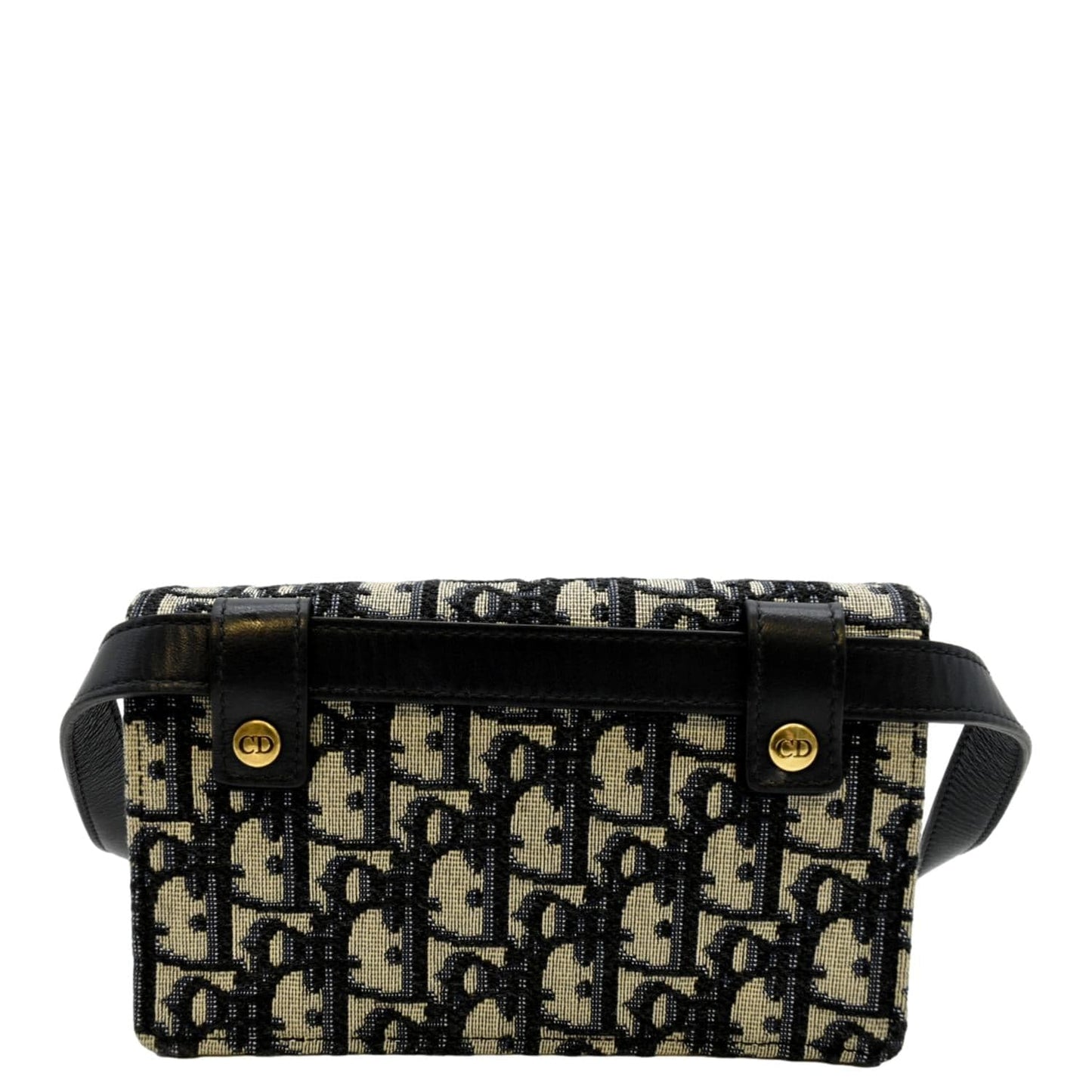 CHRISTIAN DIOR Saddle Oblique Canvas Belt Bag Navy Blue