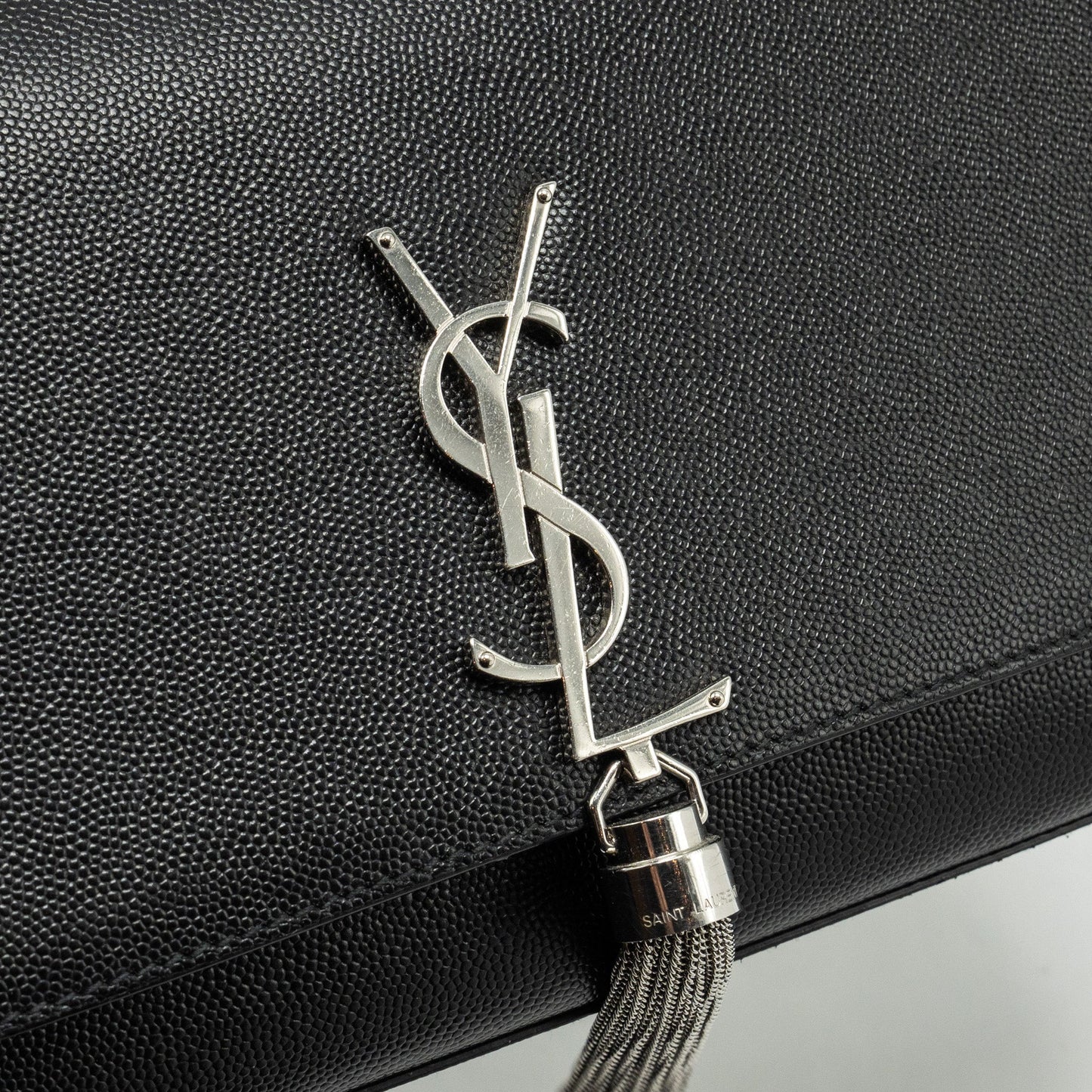 SAINT LAURENT /YSL Kate Medium Chain Bag With Tassel Calfskin Black SHW