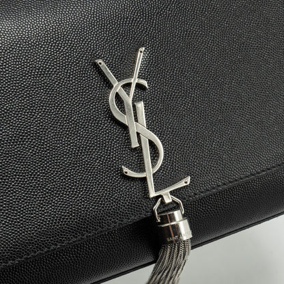 SAINT LAURENT /YSL Kate Medium Chain Bag With Tassel Calfskin Black SHW