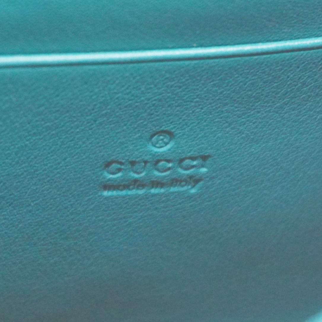 GUCCI GG Marmont Matelasse Velvet Chain Wallet Pavone Cyan 474575