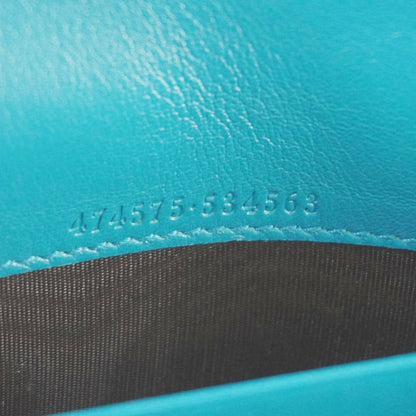 GUCCI GG Marmont Matelasse Velvet Chain Wallet Pavone Cyan 474575