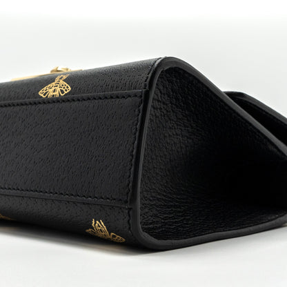 Gucci padlock chain bag bee print calfskin black