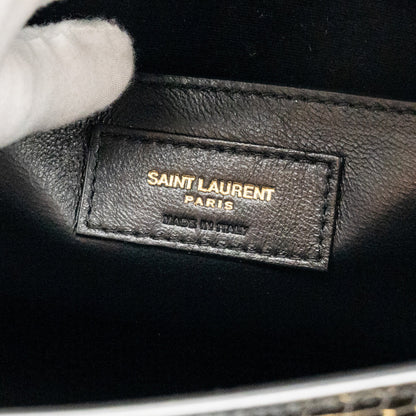 Saint Laurent medium Manhattan bag croc embossed calfskin black GHW