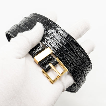 Saint Laurent medium Manhattan bag croc embossed calfskin black GHW