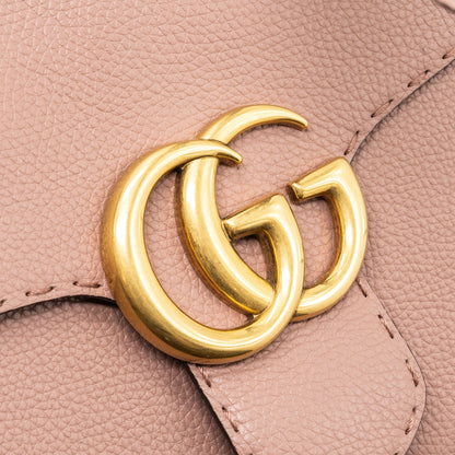 Gucci Top Handle Flap Bag Calfskin Dark Pink