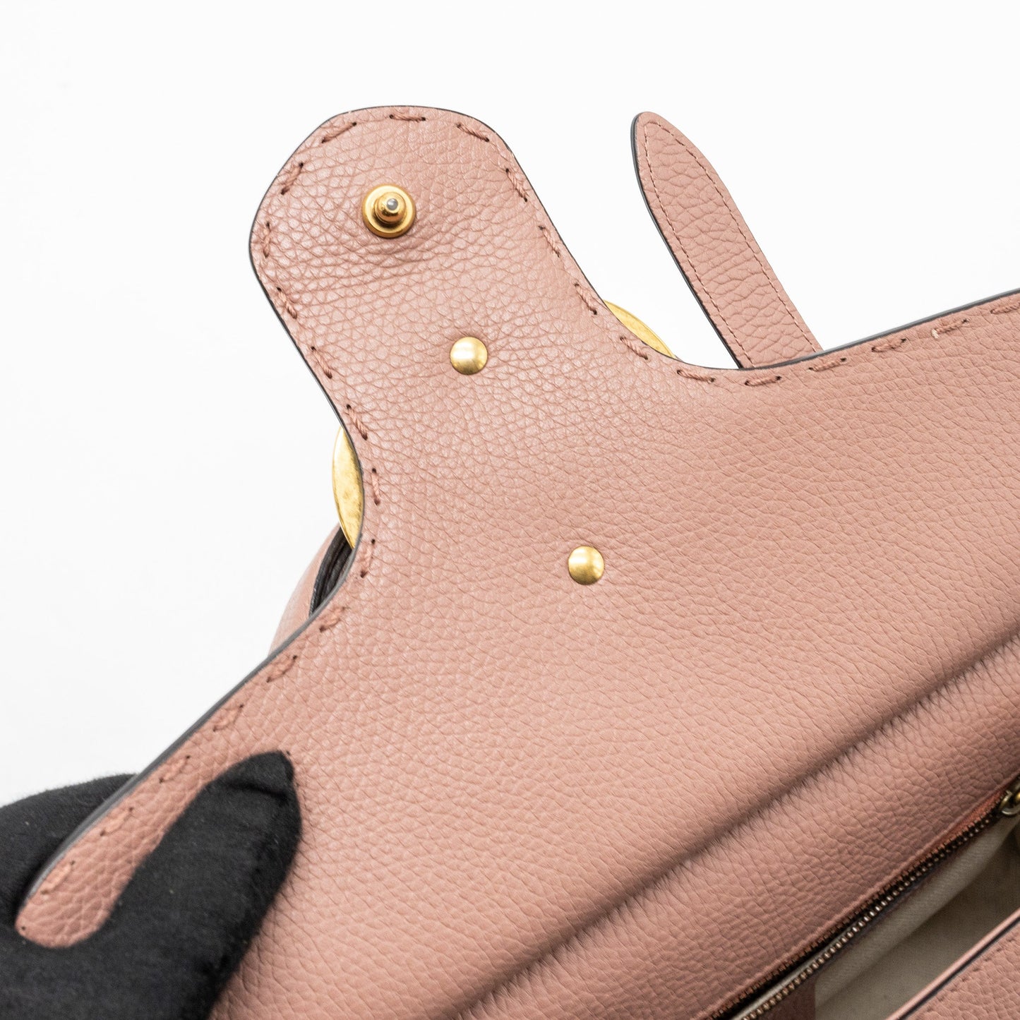 Gucci Top Handle Flap Bag Calfskin Dark Pink