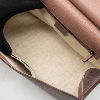 Gucci Top Handle Flap Bag Calfskin Dark Pink