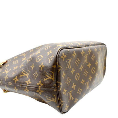 LOUIS VUITTON  Neverfull MM Monogram Canvas Tote Bag Brown/Red