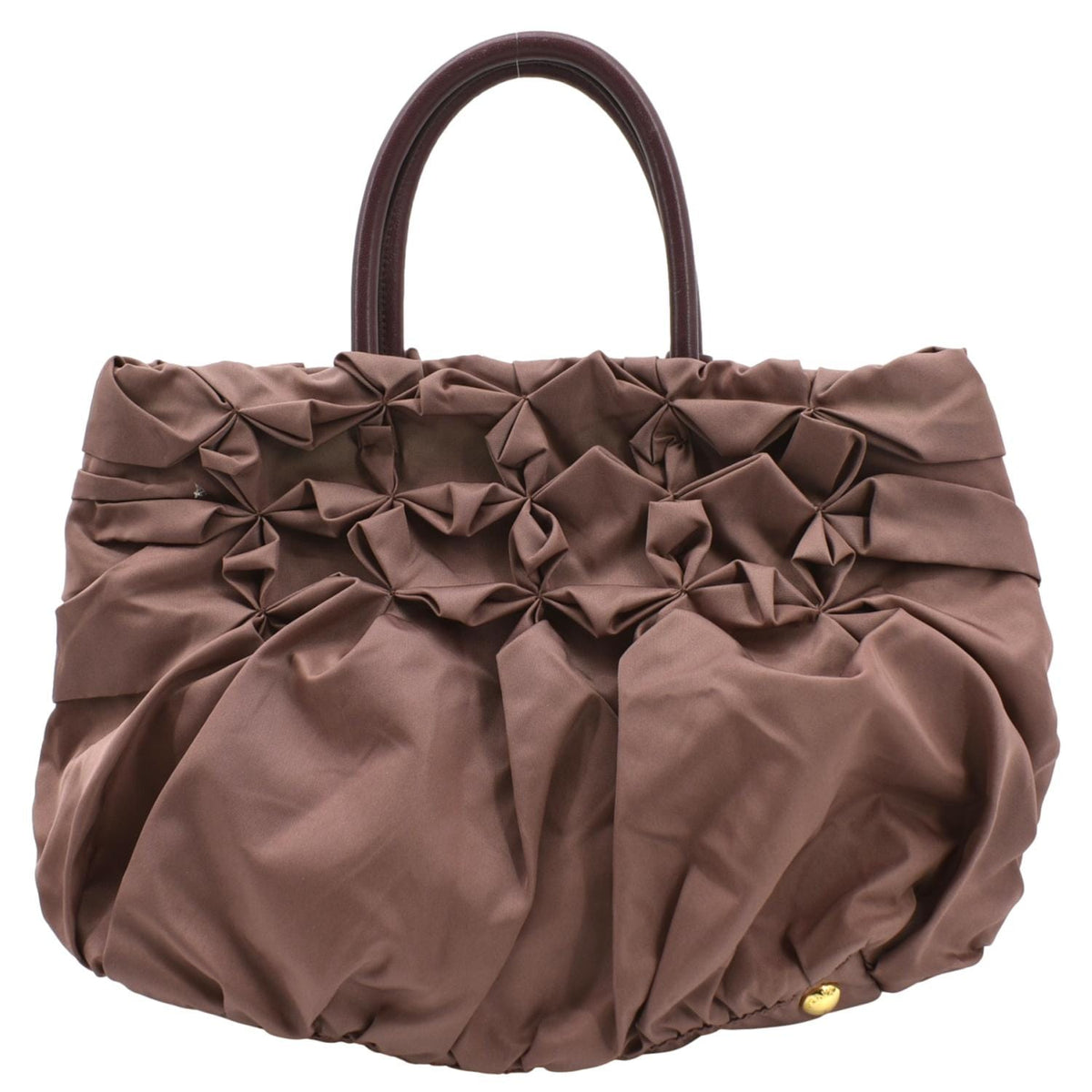 PRADA Tessuto Origami Pleated Ruffled Nylon Tote Bag Antico