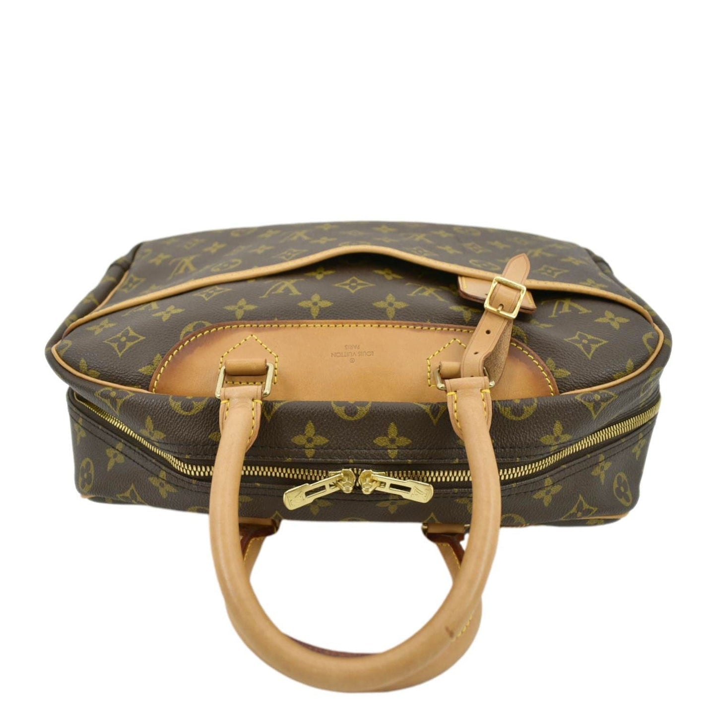 LOUIS VUITTON Deauville Bowling Monogram Canvas Satchel Bag Brown