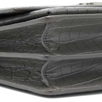 Saint Laurent Medium Sunset Chain Bag Croc Embossed Calfskin Grey SHW