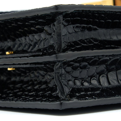 Saint Laurent Cassandra Chain Bag Croc Embossed Leather Black GHW