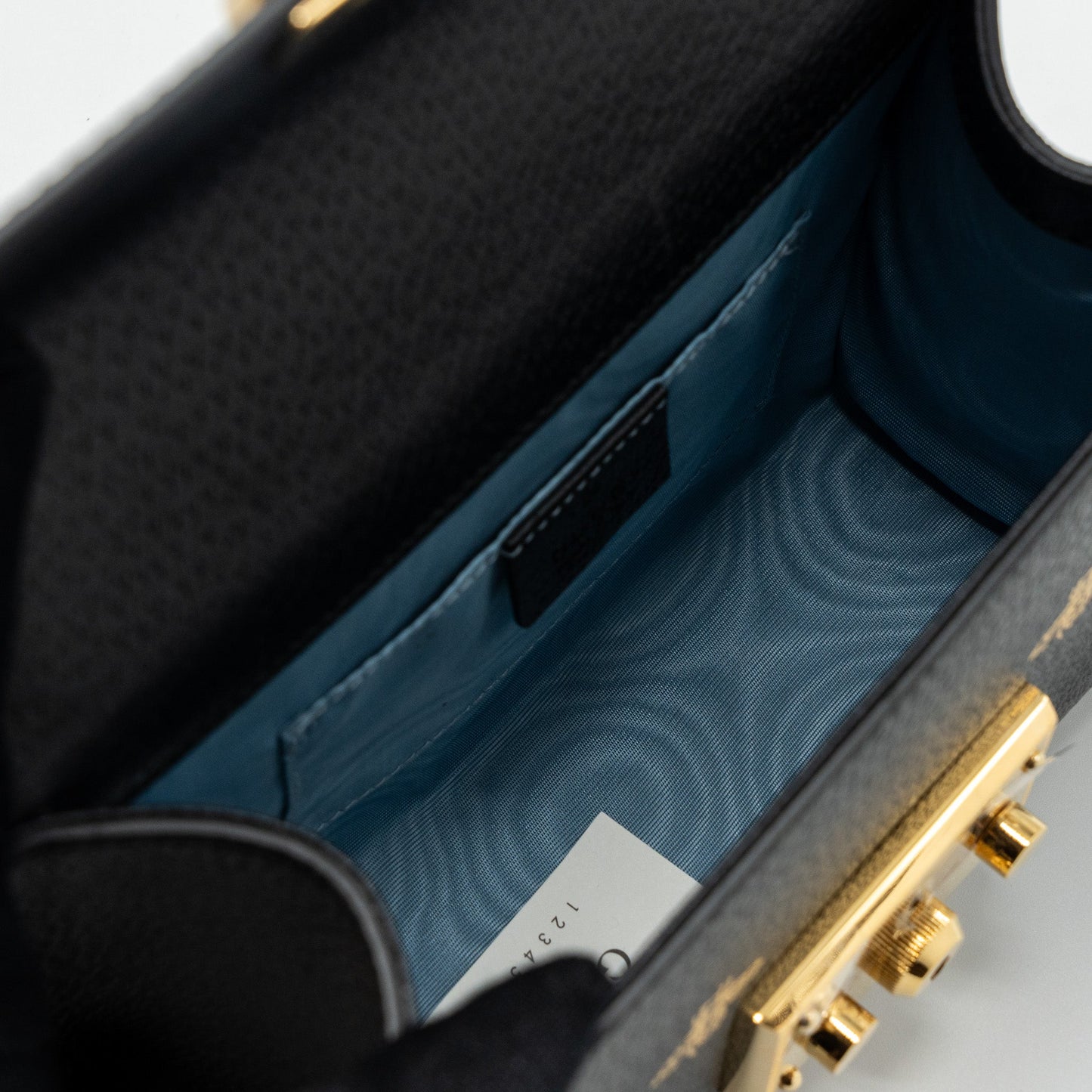 Gucci padlock chain bag bee print calfskin black