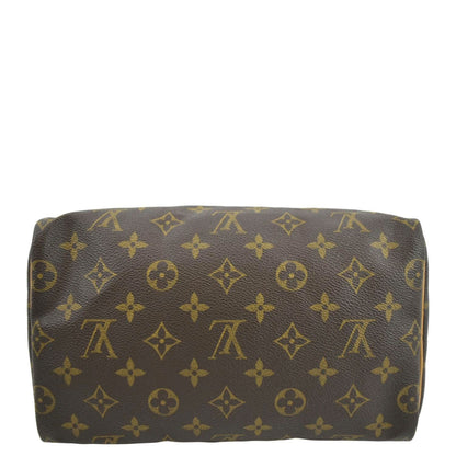 LOUIS VUITTON Speedy 25 Monogram Canvas Satchel Bag Brown