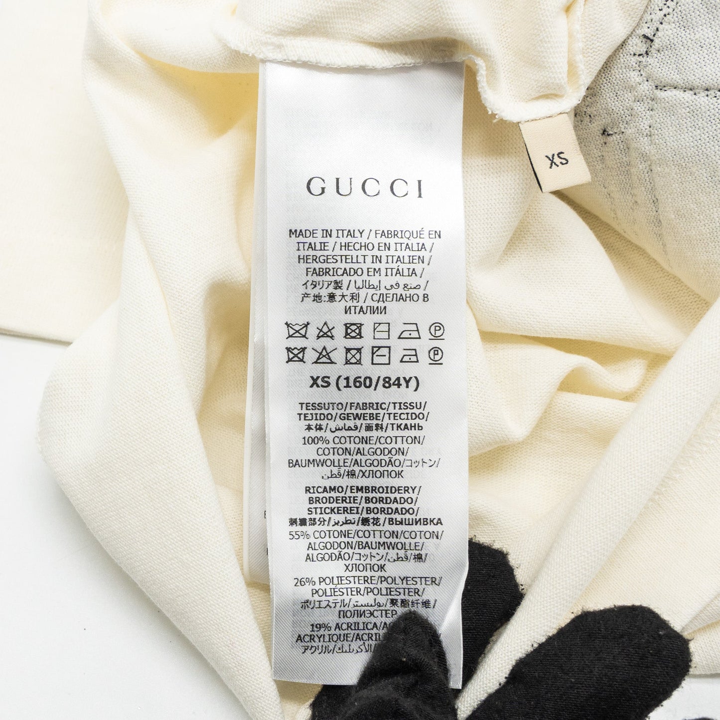 Gucci Size XS GG Logo/Cat/Star Embroidered T-shirt Cotton White/Multicolour