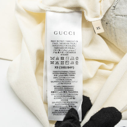 Gucci Size XS GG Logo/Cat/Star Embroidered T-shirt Cotton White/Multicolour