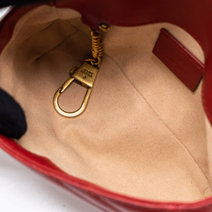 Gucci GG Marmont Super Mini Bag Matelassé Calfskin Red Brushed