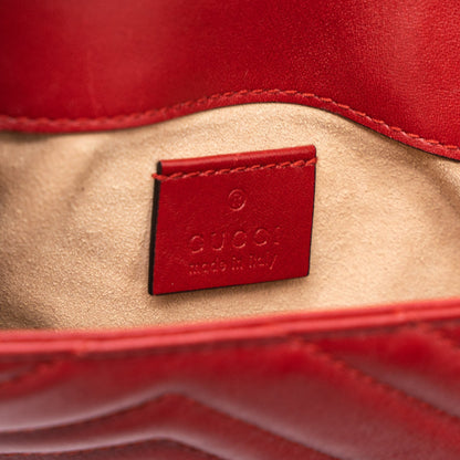 Gucci GG Marmont Super Mini Bag Matelassé Calfskin Red Brushed