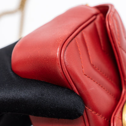 Gucci GG Marmont Super Mini Bag Matelassé Calfskin Red Brushed