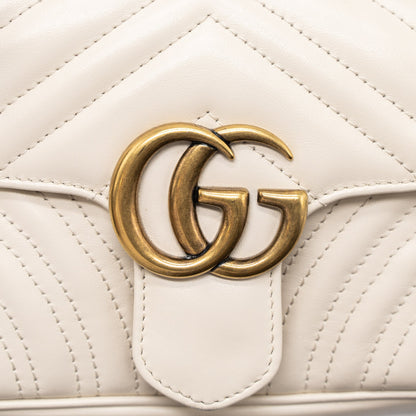 Gucci GG Marmont Mini Bag Matelassé Calfskin White Brushed