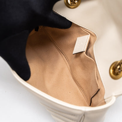 Gucci GG Marmont Mini Bag Matelassé Calfskin White Brushed