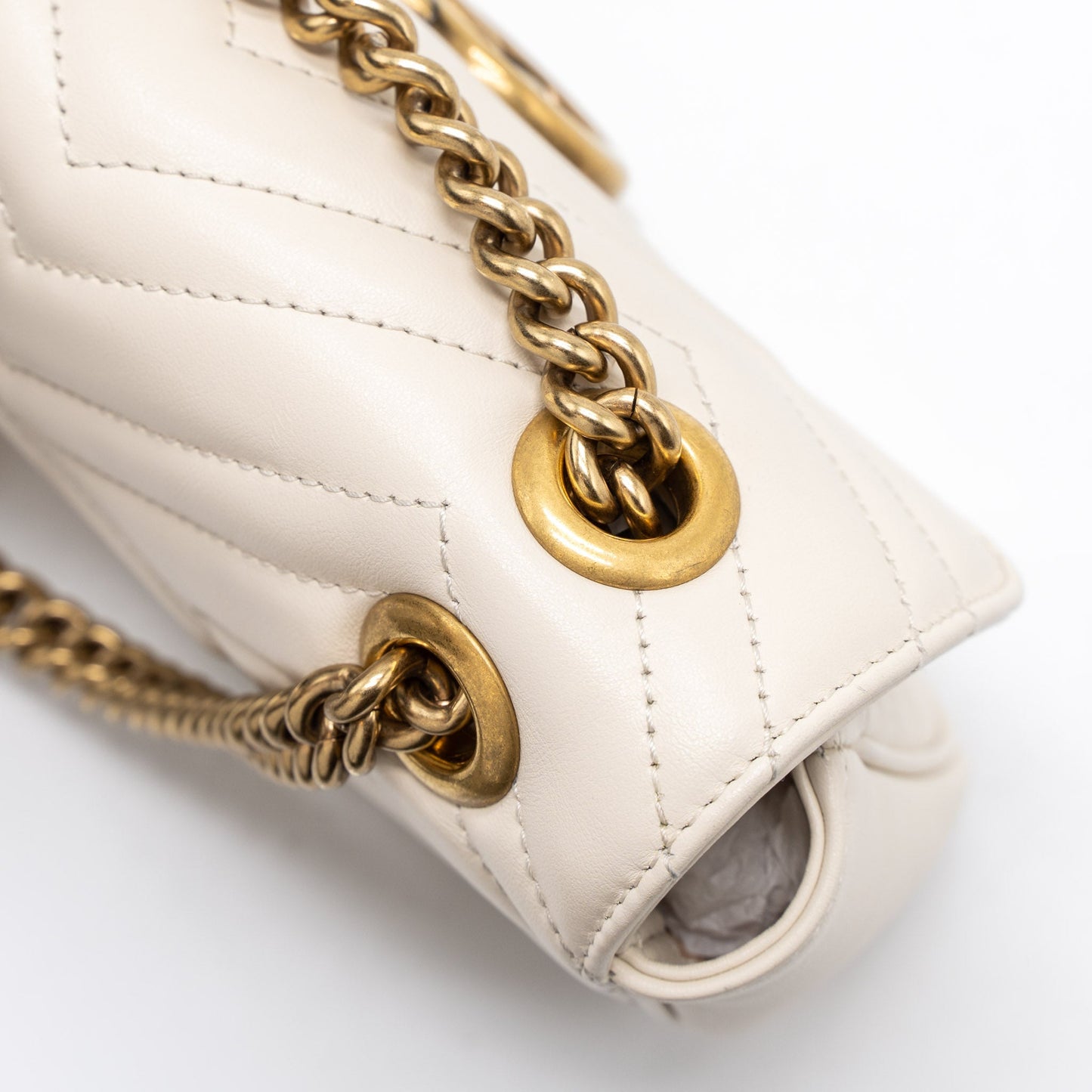 Gucci GG Marmont Mini Bag Matelassé Calfskin White Brushed