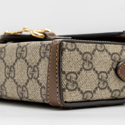 Gucci Horsebit 1955 Mini Bag GG Supreme Canvas Beige/Dark Brown