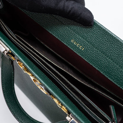 Gucci Top Handle Zumi Bag Calfskin Green Multicolour Hardware