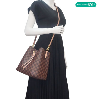LOUIS VUITTON Neonoe MM Damier Ebene Shoulder Bag Brown