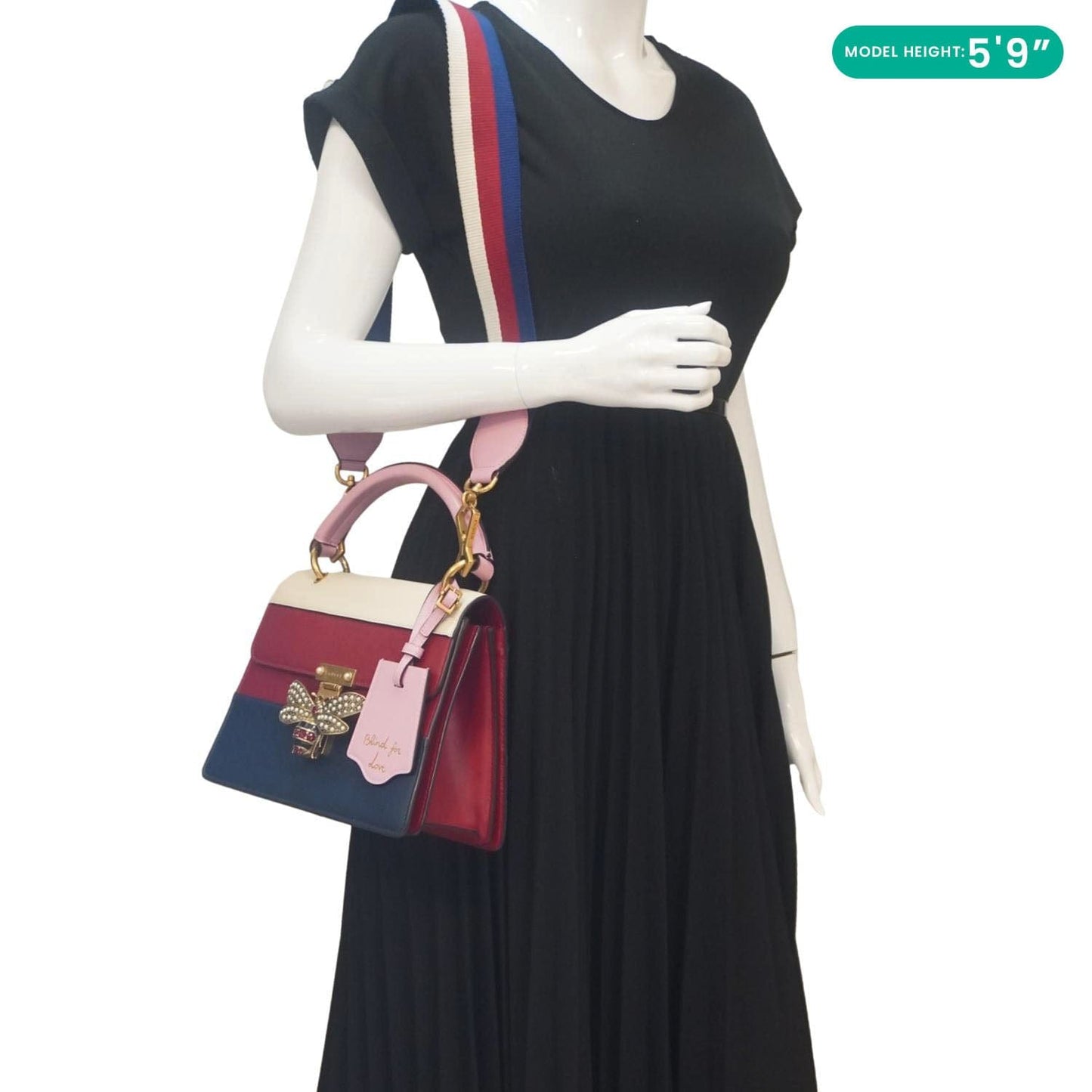 GUCCI Queen Margaret Bee Blind For Love Leather Shoulder Bag Multicolor 476541