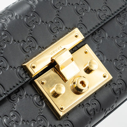 Gucci padlock chain bag calfskin black